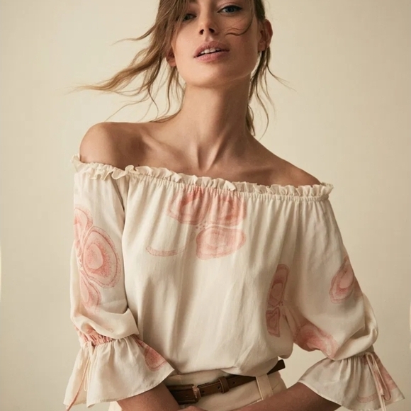 Reiss Tops - REISS Elise Floral Printed Bardot Top - Size 8